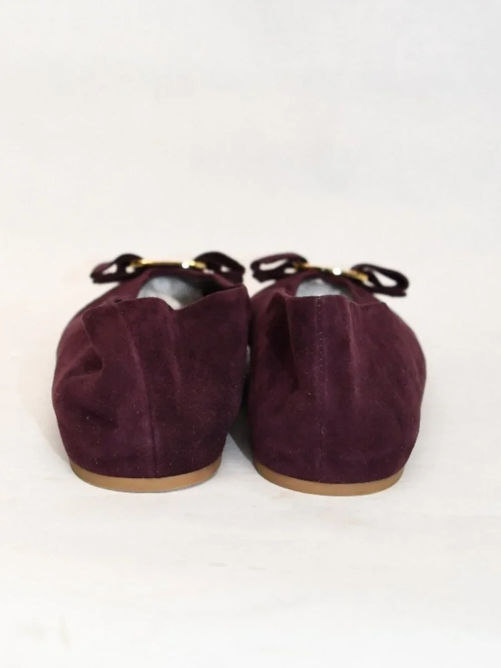 $800 SALVATORE FERRAGAMO Vanna suede ballet flats SHOES OXBLOOD GOLD 6 C (DD3)
